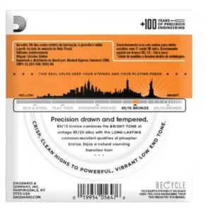 ENCORDOAMENTO VIOLÃO D'ADDARIO 010 BRONZE EZ900-B EXTRA LIGHT
