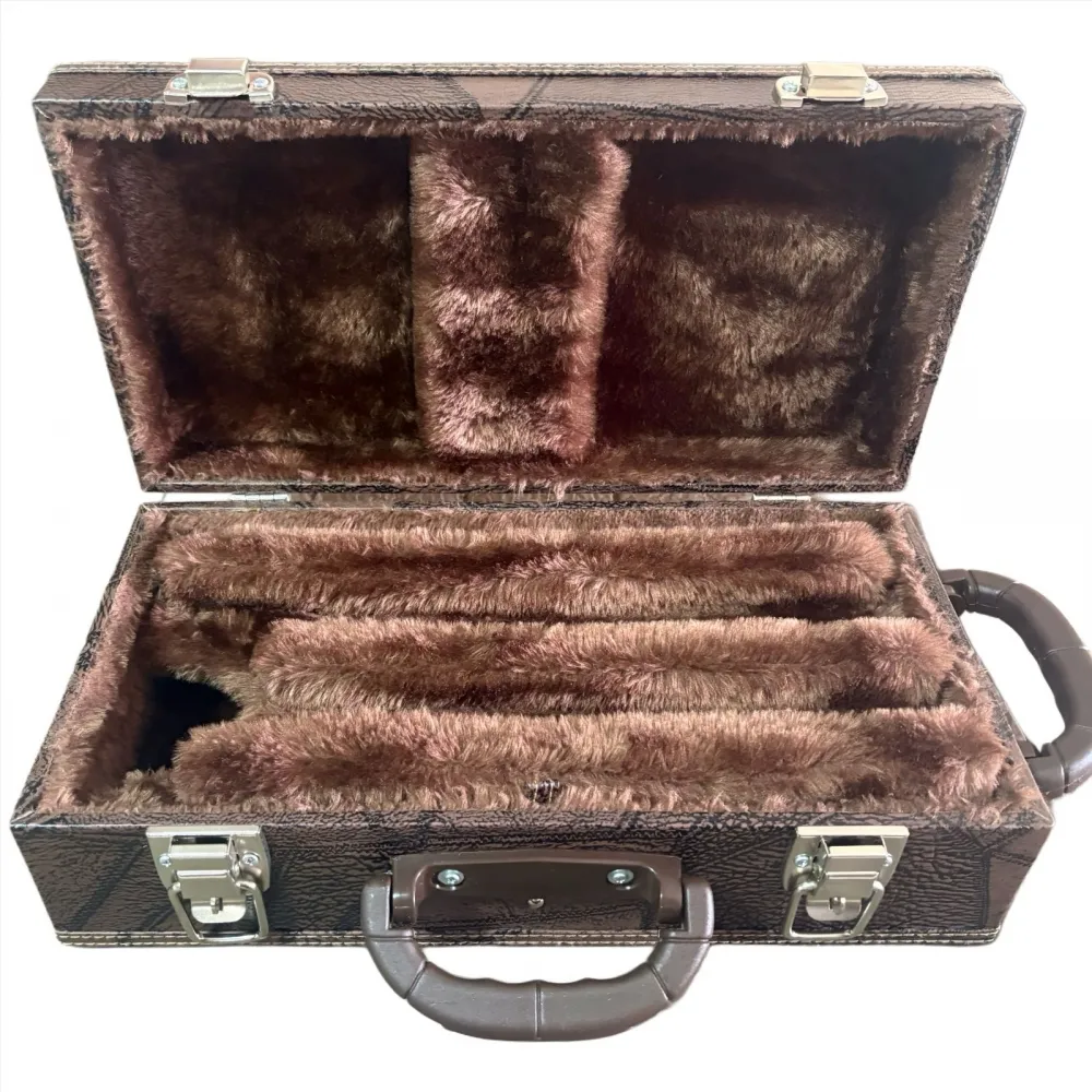 ESTOJO CASE PARA CLARINETE COM FUNDO FALSO MARROM COSTURADO - Imagem 2