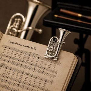 PRENDEDOR DE PARTITURAS TUBA PAR - TONALIDADE PRATEADO